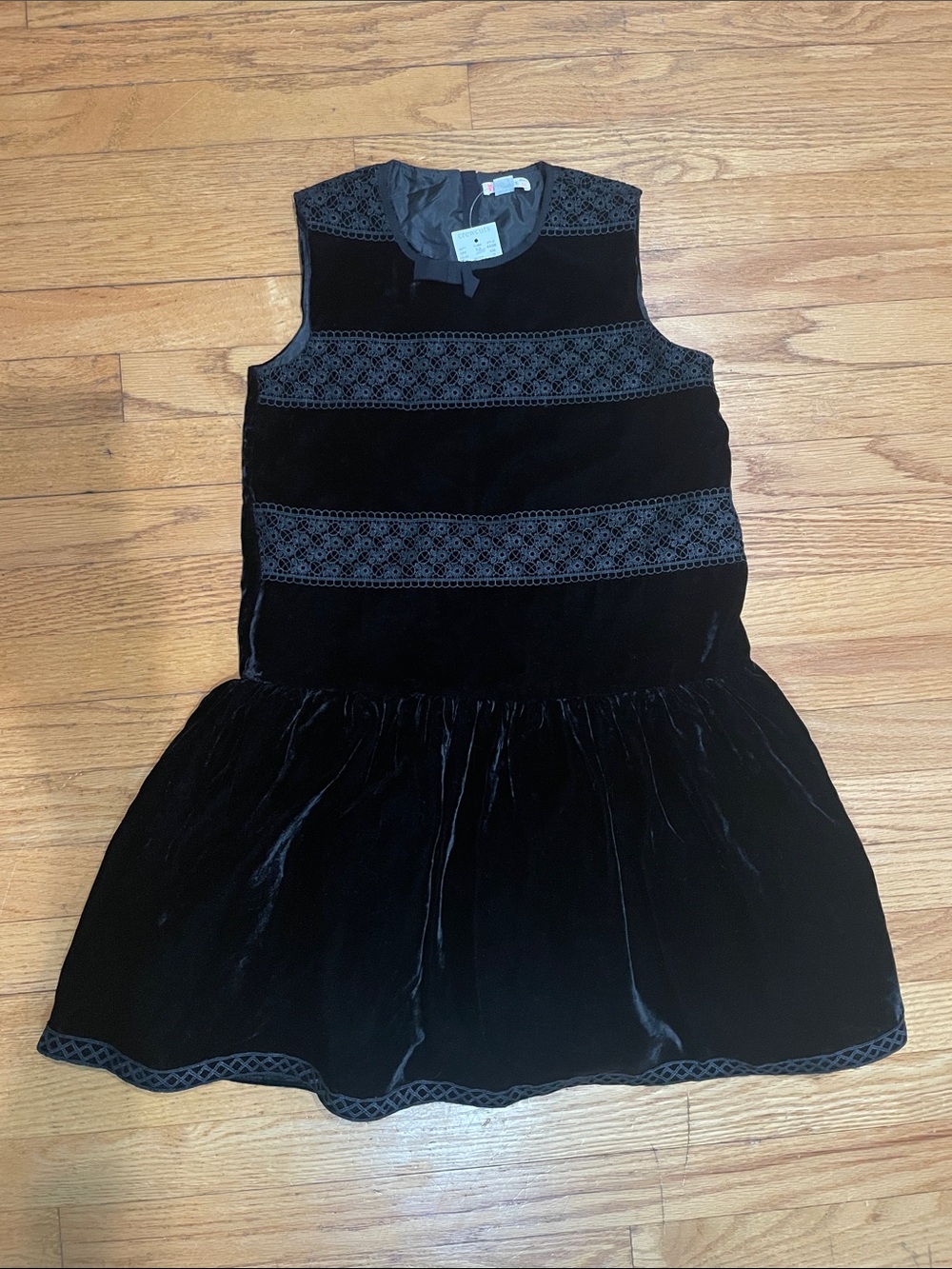 NWT JCrew CrewCuts Girls Black Velvet Dress Size 10
